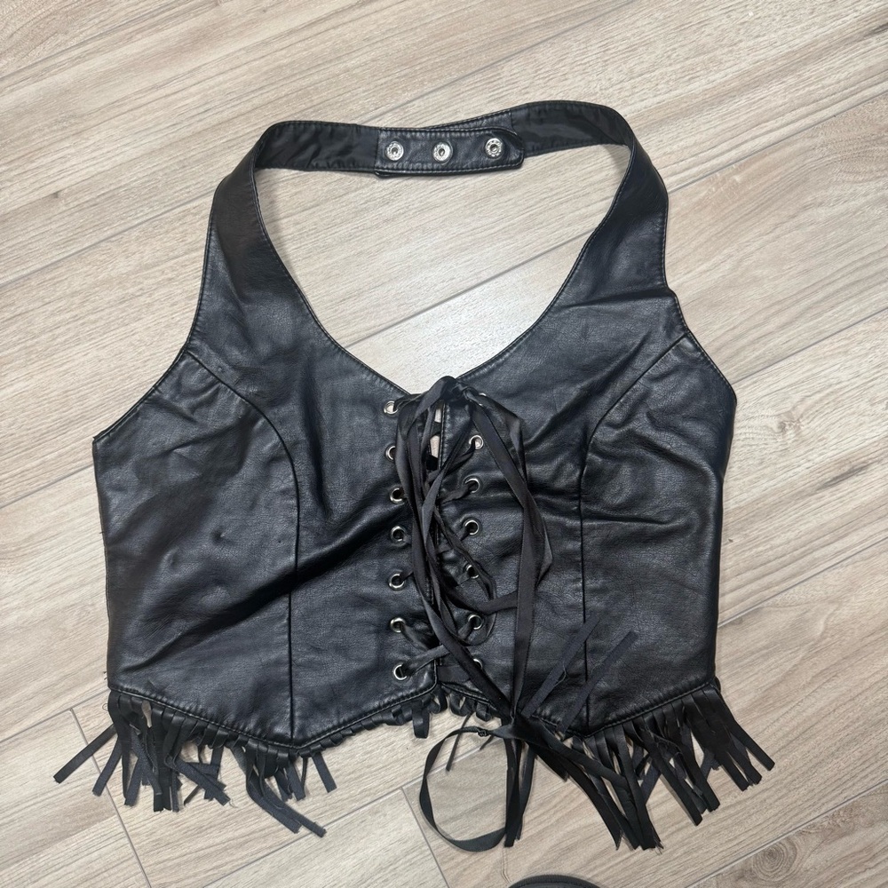 Current Mood Dolls Kill Biker Babe Fringe Top